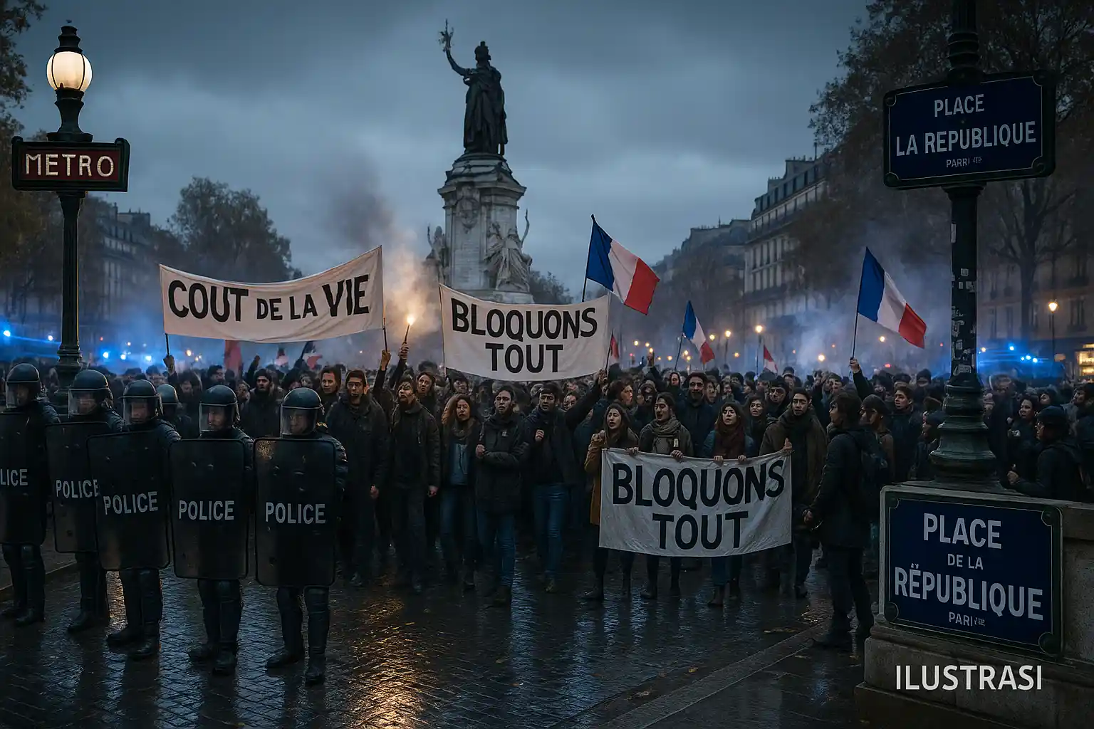 Bentrokan Demonstran Paris di Hari Pertama PM Baru