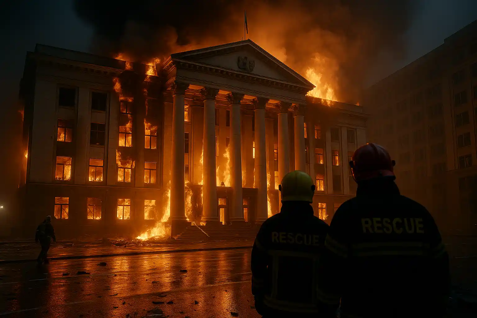 Serangan Drone Terbesar Rusia Bakar Gedung Pemerintah Kyiv